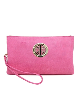 Womens Multi Compartment Functional Emblem Crossbody Bag With Detachable Wristlet WU020L PINK